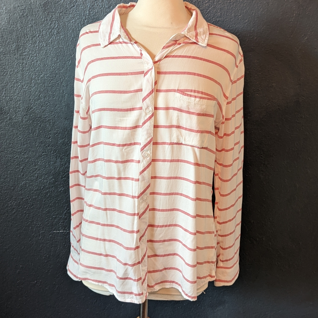 Rails Long Sleeve Pink Striped Blouse